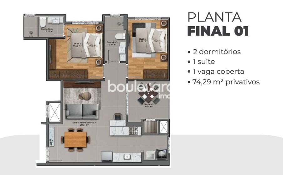 Apartamento à venda com 3 quartos, 1 suíte, 2 vagas e 99m² no Pedra Branca, Palhoça (SC) — foto 19 de 28