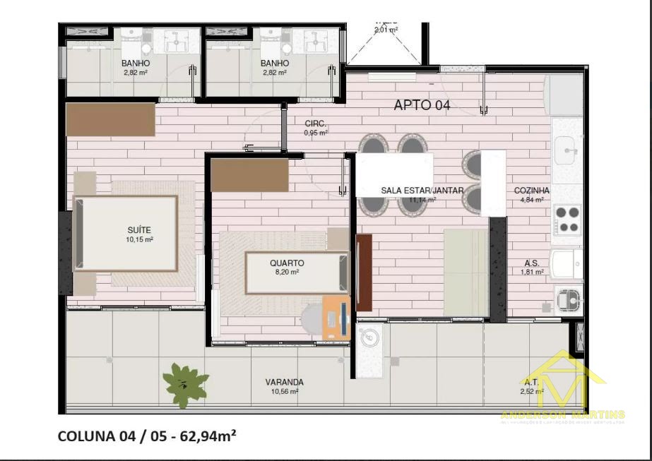 Apartamento à venda com 2 quartos, 2 banheiros, 1 vaga e 62m² no Praia de Itaparica, Vila Velha (ES) — foto 7 de 12