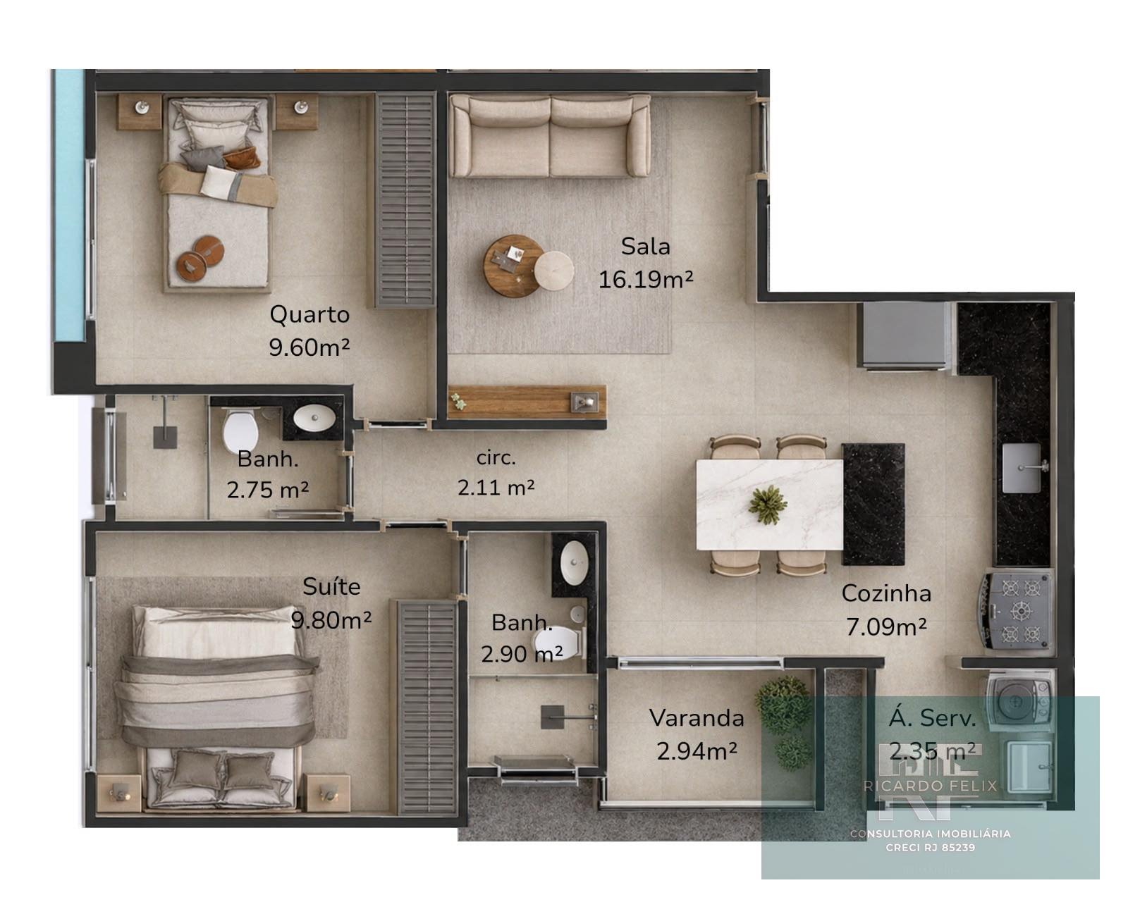 Apartamento à venda com 2 quartos, 1 suíte, 1 vaga e 62m² no Recreio, Rio das Ostras (RJ) — foto 17 de 18
