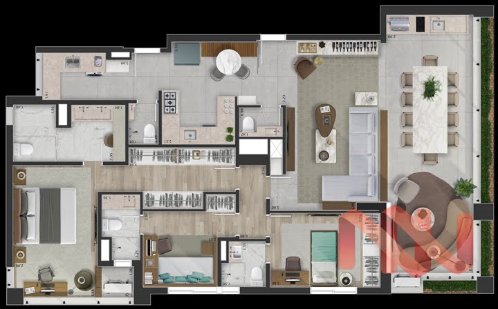 Planta 01 - 3 dorm 155 30m²