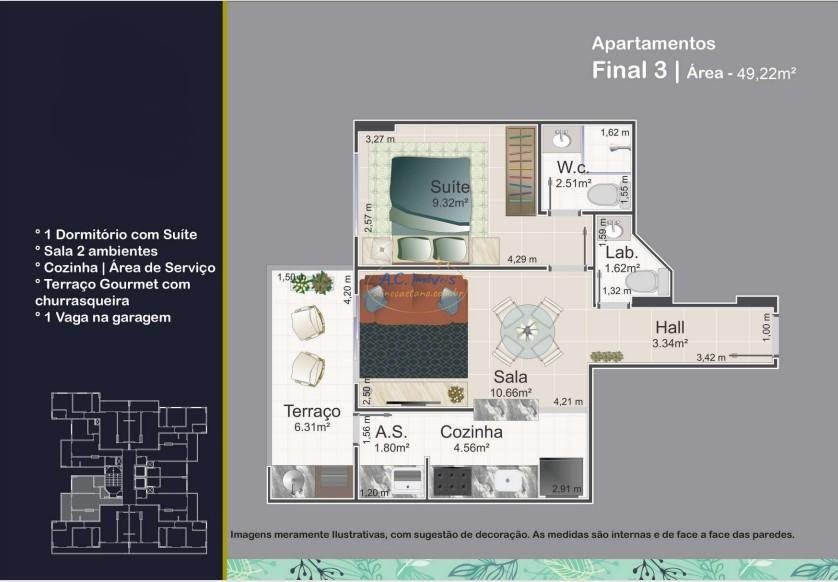 Apartamento à venda com 2 quartos, 1 suíte, 1 vaga e 64m² no Vila Caiçara, Praia Grande (SP) — foto 8 de 30