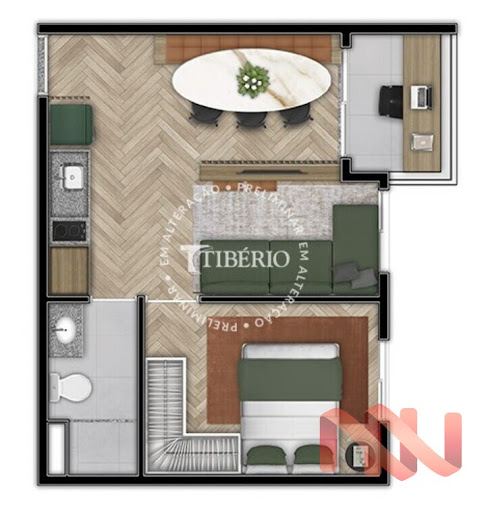 Planta 02 - 1 dorm 35 60m²