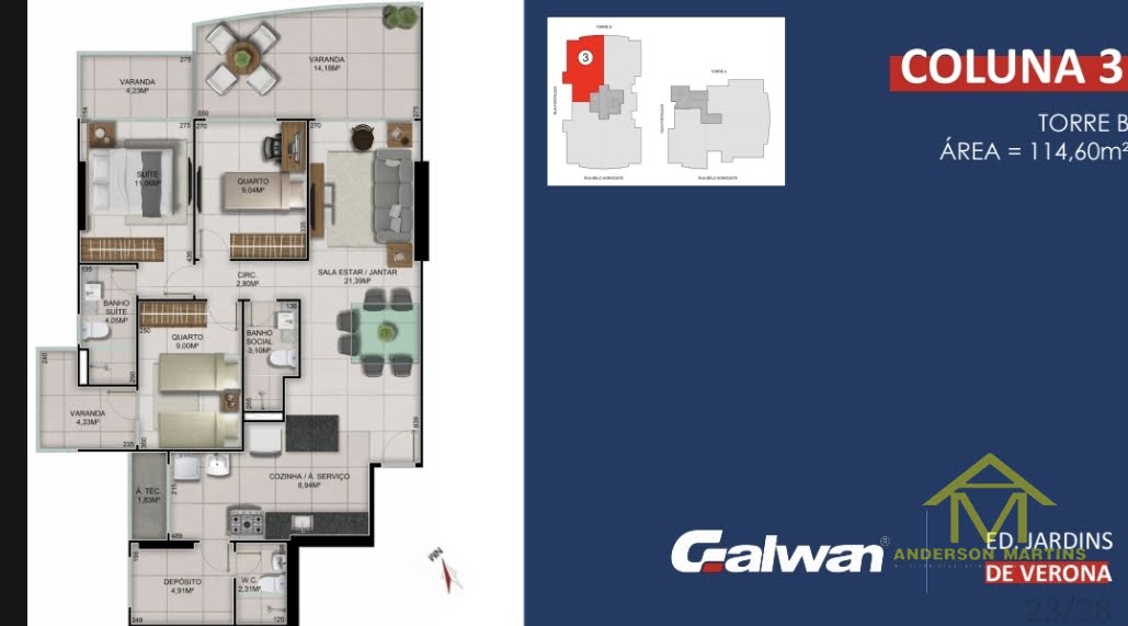Apartamento à venda com 3 quartos, 2 banheiros, 2 vagas e 121m² no Itapuã, Vila Velha (ES) — foto 13 de 20