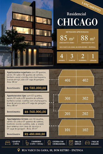 Apartamento à Venda em Bom Retiro, Ipatinga - 3 Dorms, 88m²