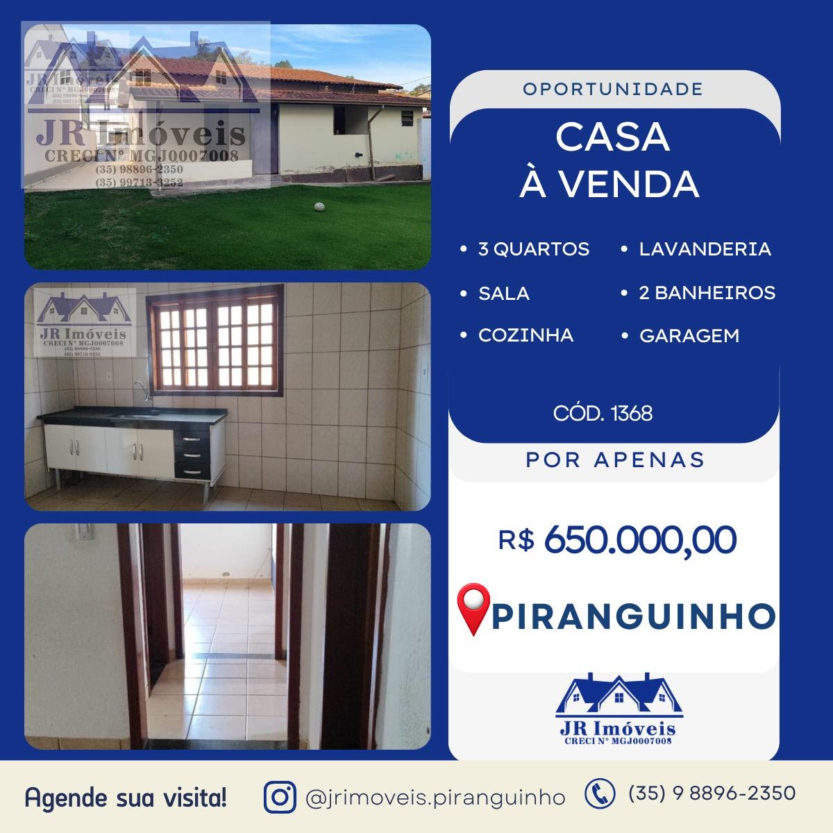 Casa à venda com 3 quartos, 2 banheiros, 3 vagas e 100m² no Centro, Piranguinho — foto principal