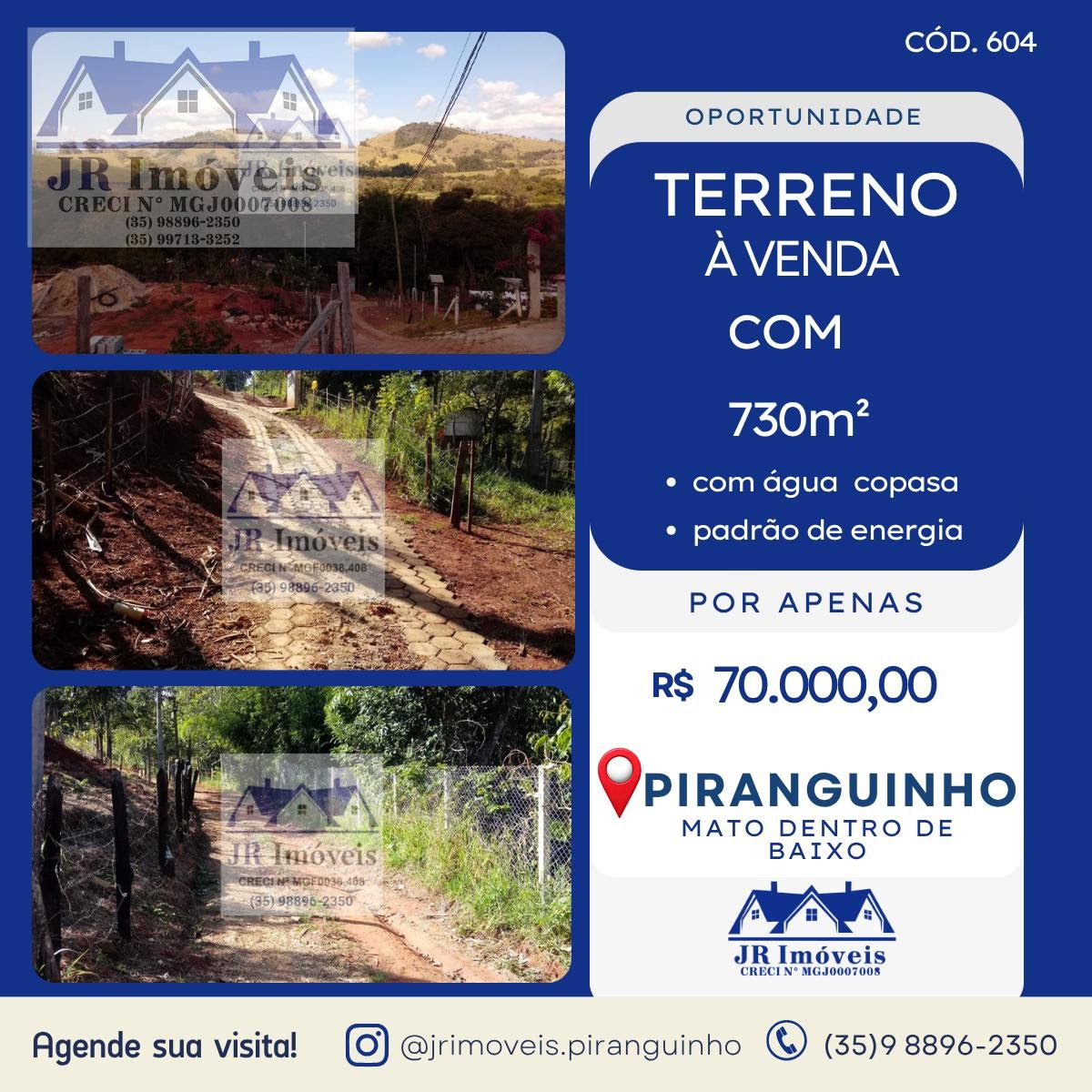 Terreno à venda com 730m² de terreno no Mato Dentro de Baixo, Piranguinho — foto principal