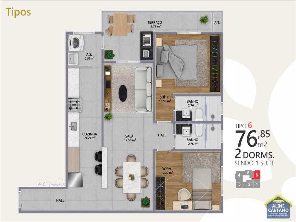 Apartamento à venda com 2 quartos, 1 suíte, 1 vaga e 74m² no Canto do Forte, Praia Grande (SP) — foto 16 de 18