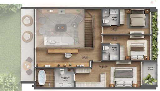Planta 02 - 3 dormitórios 219m² - 2° pavimento