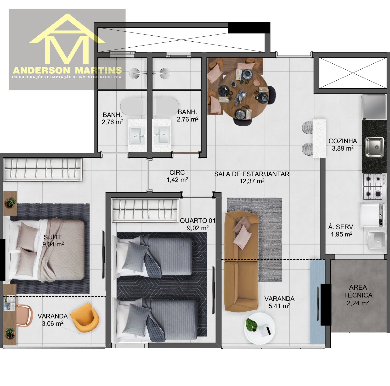 Apartamento à venda com 2 quartos, 2 banheiros, 1 vaga e 59m² no Praia de Itaparica, Vila Velha (ES) — foto 16 de 18