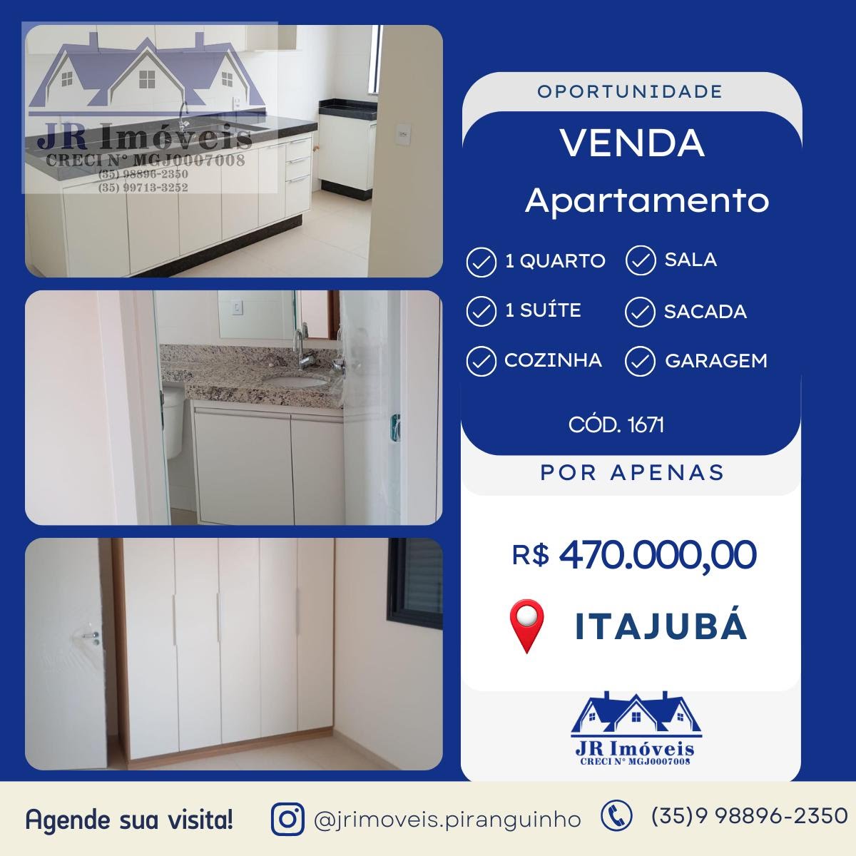 Apartamento à venda com 2 quartos, 1 banheiro e 1 vaga no Morro Chic, Itajubá — foto principal