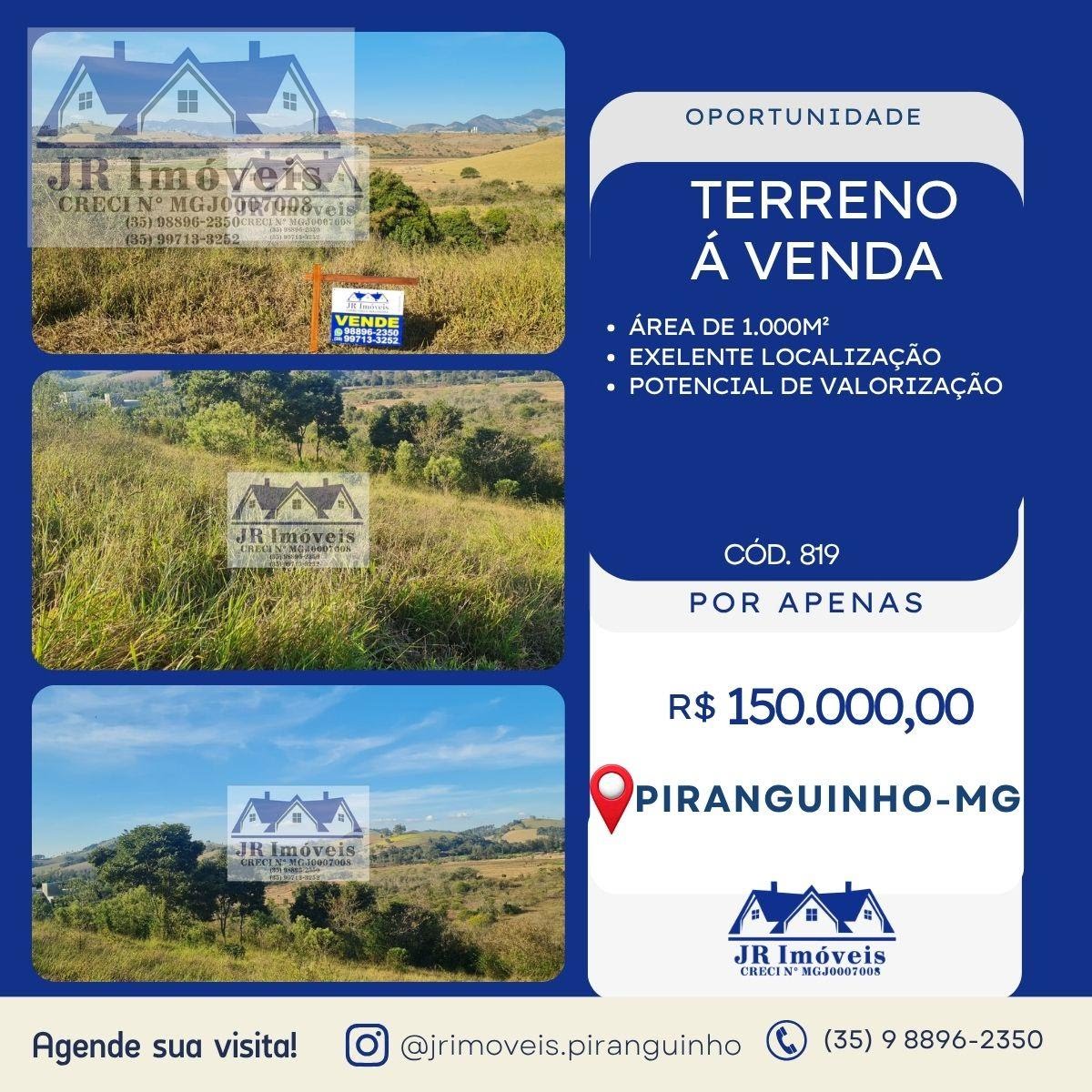 Terreno à venda com 1000m² de terreno no Carneiros, Piranguinho — foto principal