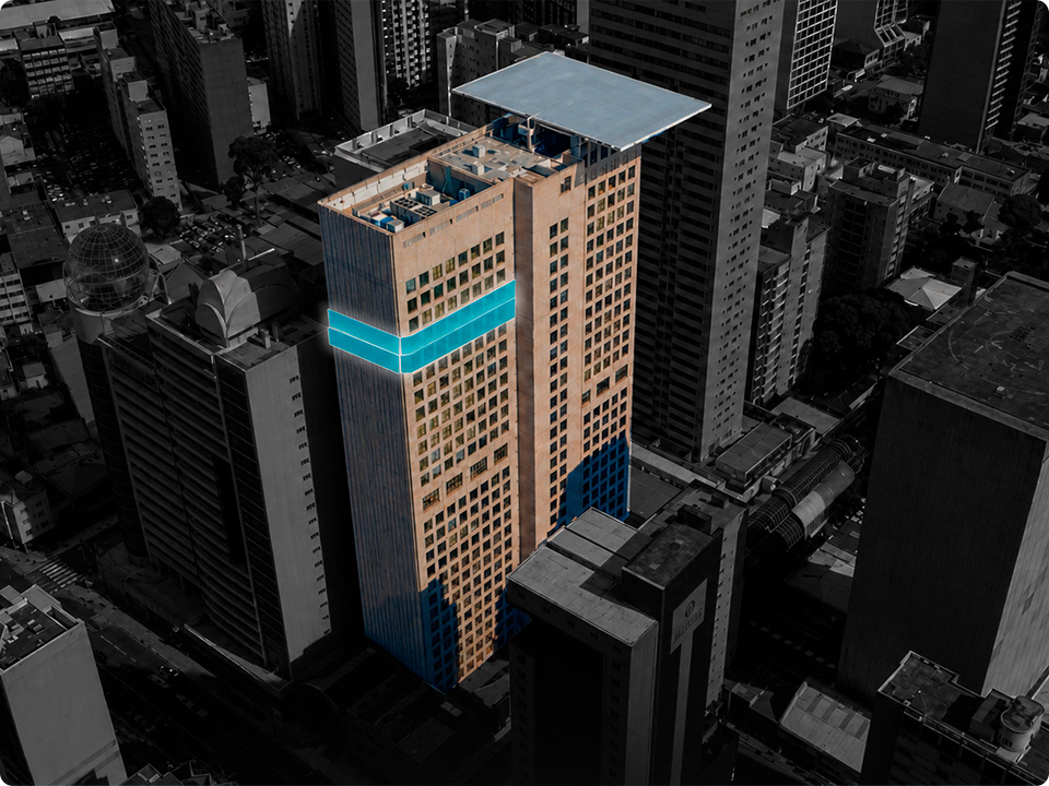 Vista aérea do Edifício Século XXI em Curitiba