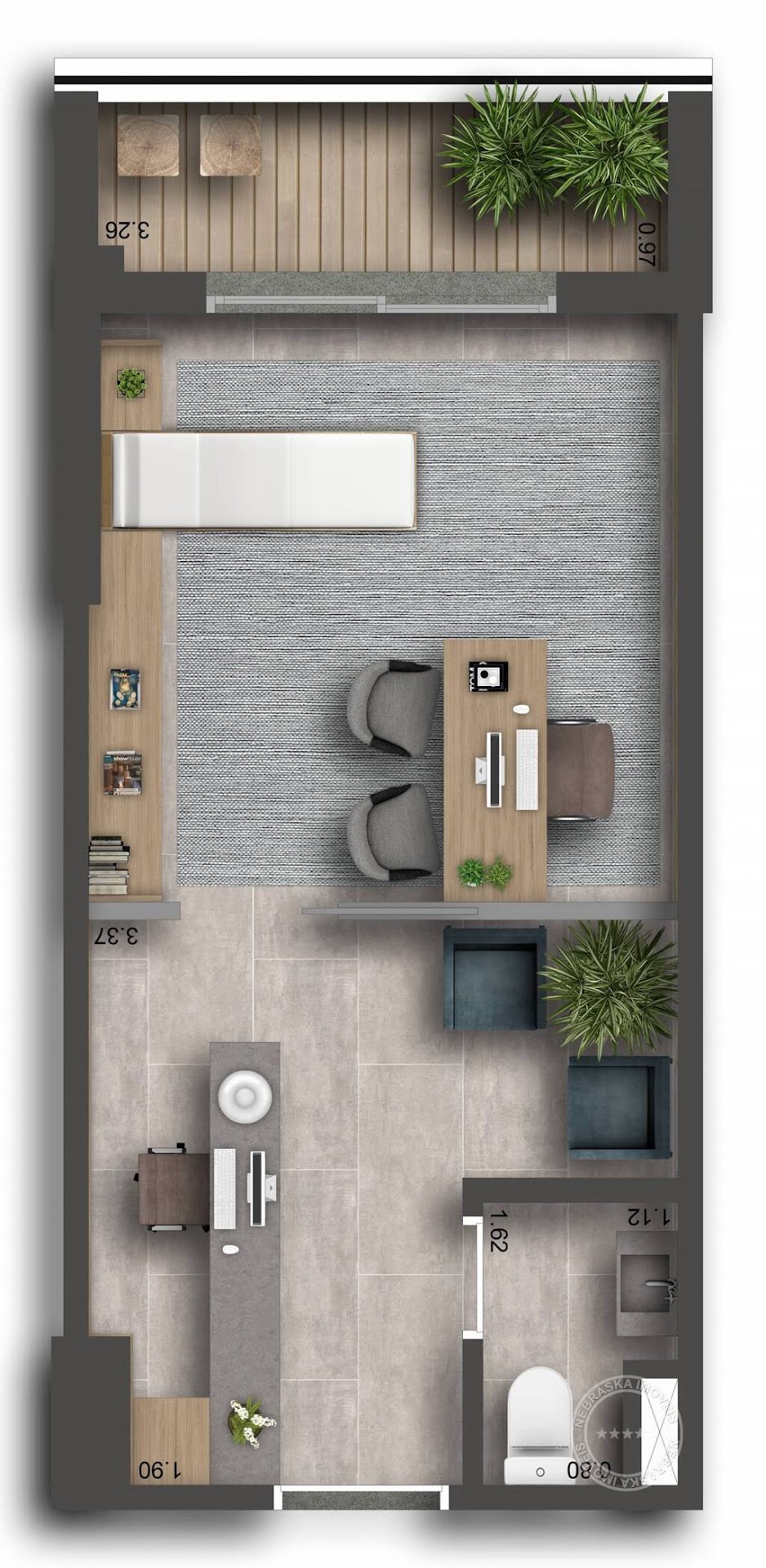 Planta 01 - 28m² - sala