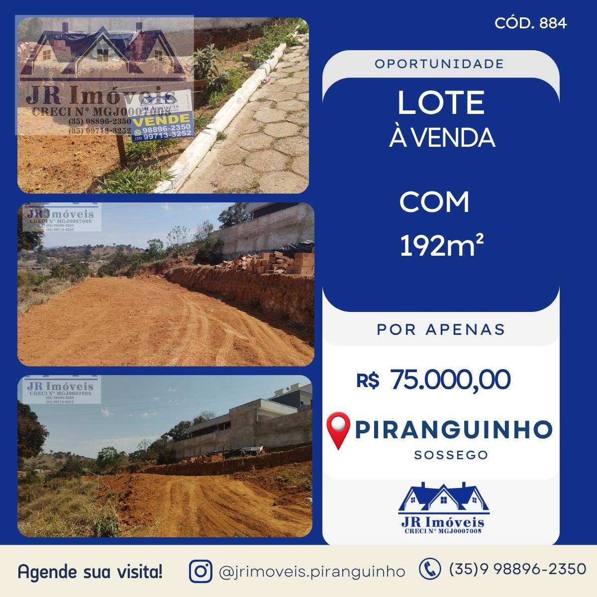 Terreno à venda com 192m² de terreno no Sossego, Piranguinho — foto principal