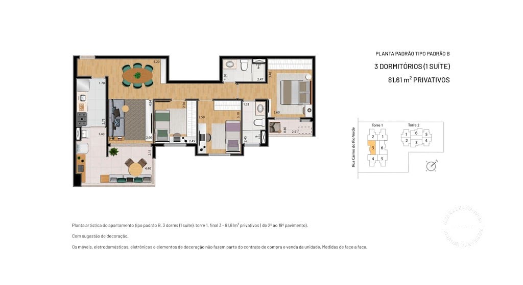 Planta 03 - 3 dorm 81 61m²