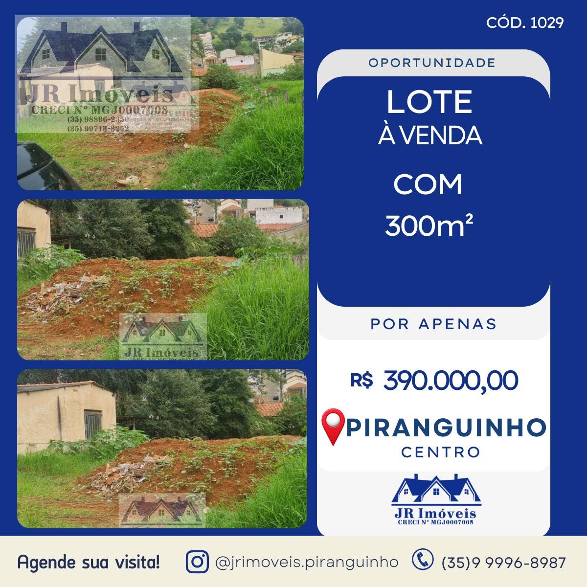 Terreno à venda com 300m² de terreno no Centro, Piranguinho — foto principal