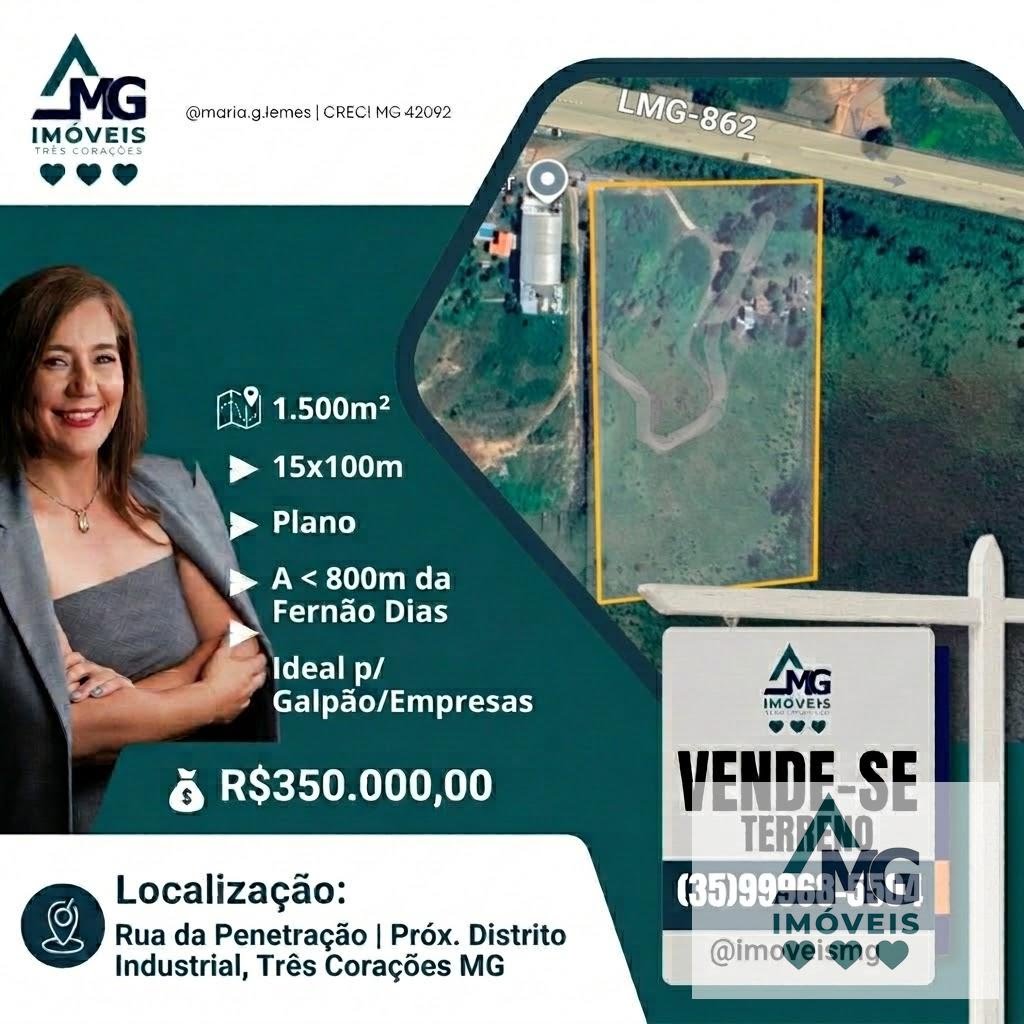 Terreno à venda com 1500m² de terreno no Jardim das Magnólias, Três Corações — foto principal