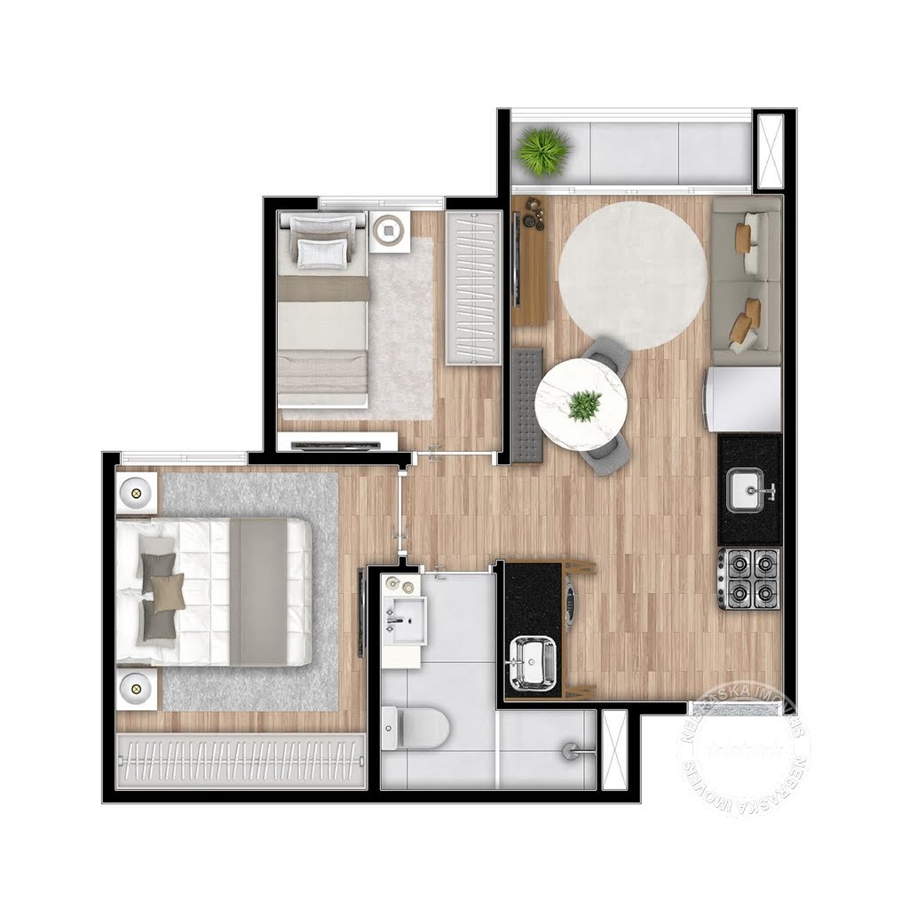 Planta 01 - 2 dorm 35,76m²