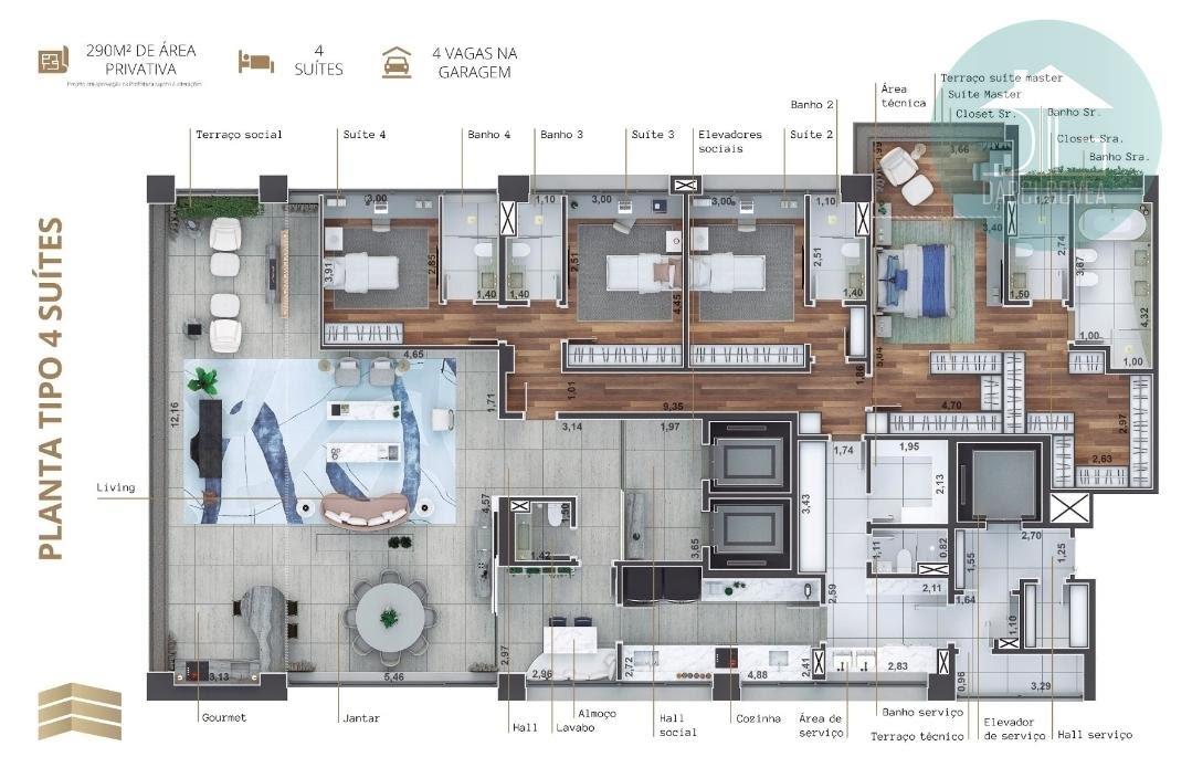 Apartamento à venda com 4 quartos, 4 suítes, 4 vagas e 290m² no Vila Nova Conceição, São Paulo (SP) — foto 2 de 21