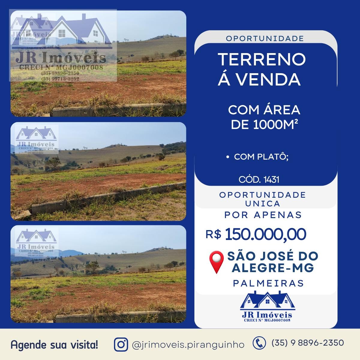 Terreno à venda com 1000m² de terreno no Palmeiras, São José do Alegre — foto principal