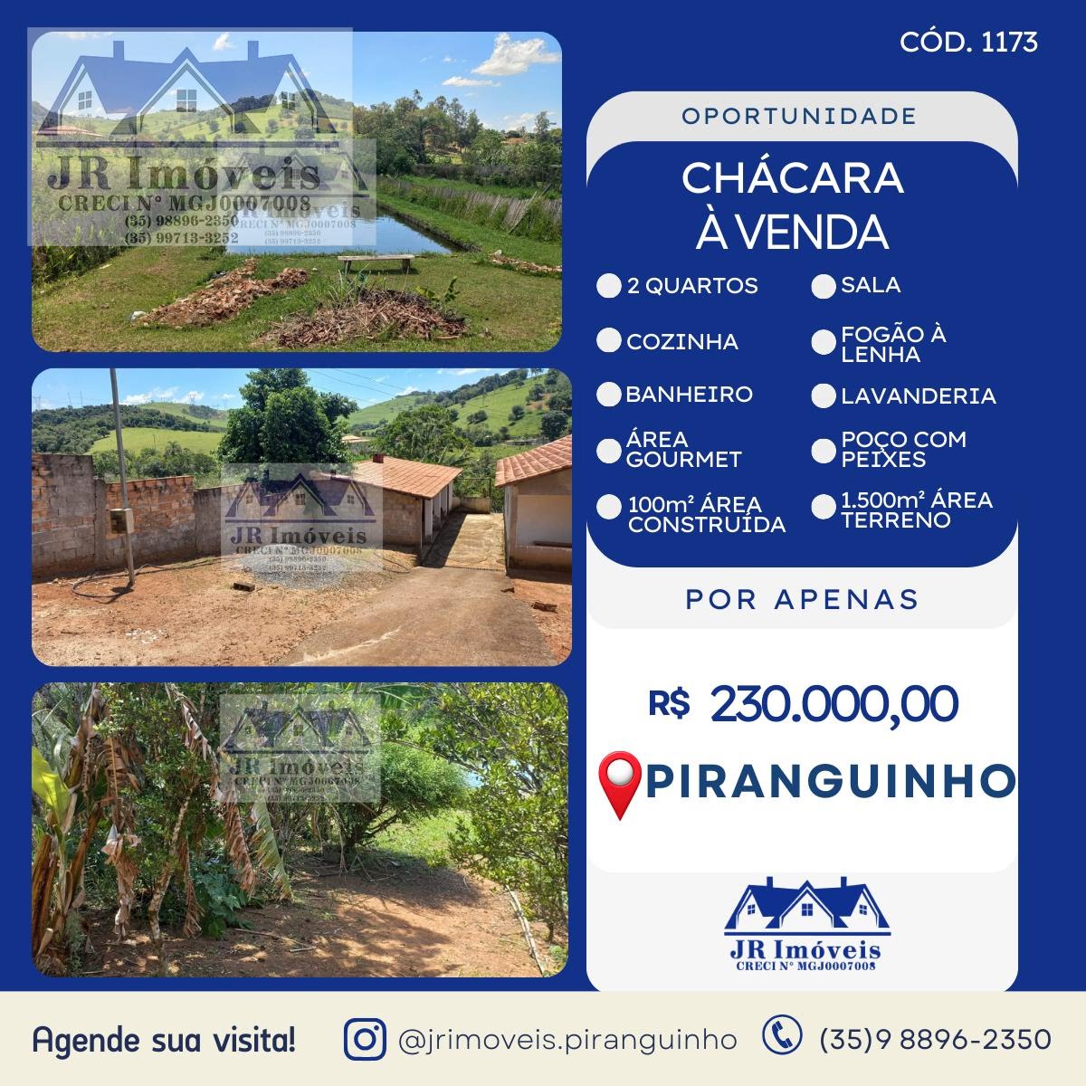 Rural à venda com 1500m² de terreno no Pinhal Redondo, Piranguinho — foto principal