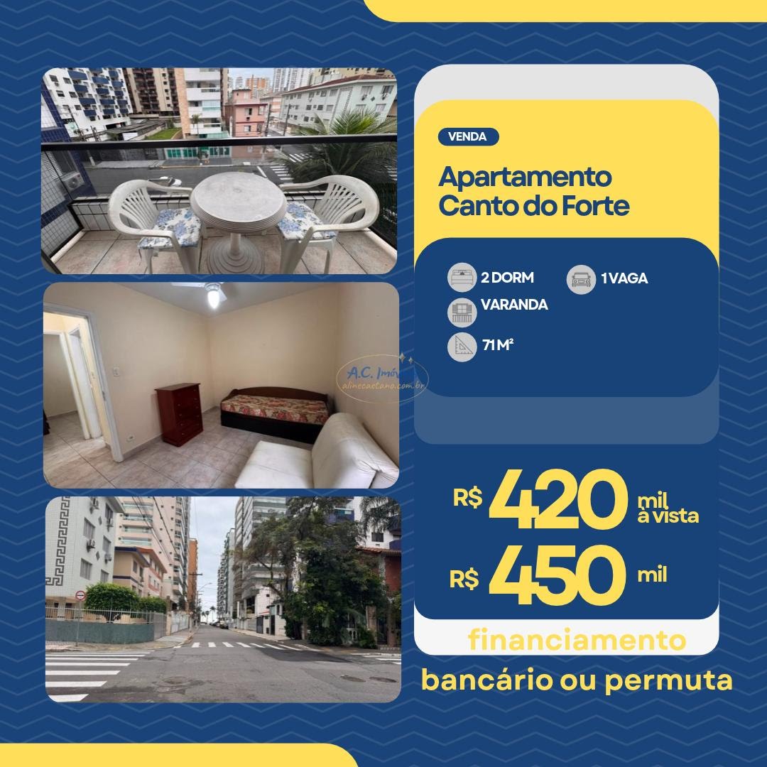 Apartamento à venda com 2 quartos, 1 banheiro, 1 vaga e 71m² no Canto do Forte, Praia Grande — foto principal