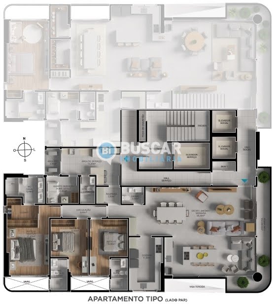 Apartamento à venda com 3 quartos, 3 suítes e 3 vagas no Santa Mônica, Feira de Santana (BA) — foto 3 de 8