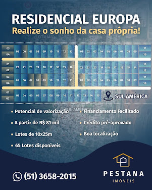 Lotes à venda em Charqueadas – Lotes no Residencial Europa a partir de R$ 85 mil para financiamento habitacional.