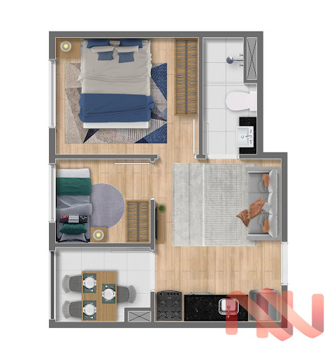 Planta 02 - 2 dorm 28m²
