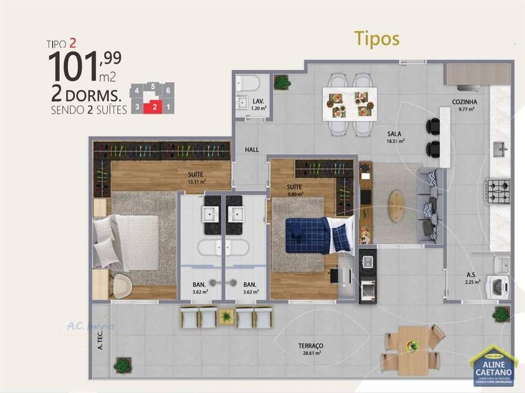 Apartamento à venda com 2 quartos, 1 suíte, 1 vaga e 74m² no Canto do Forte, Praia Grande (SP) — foto 12 de 18