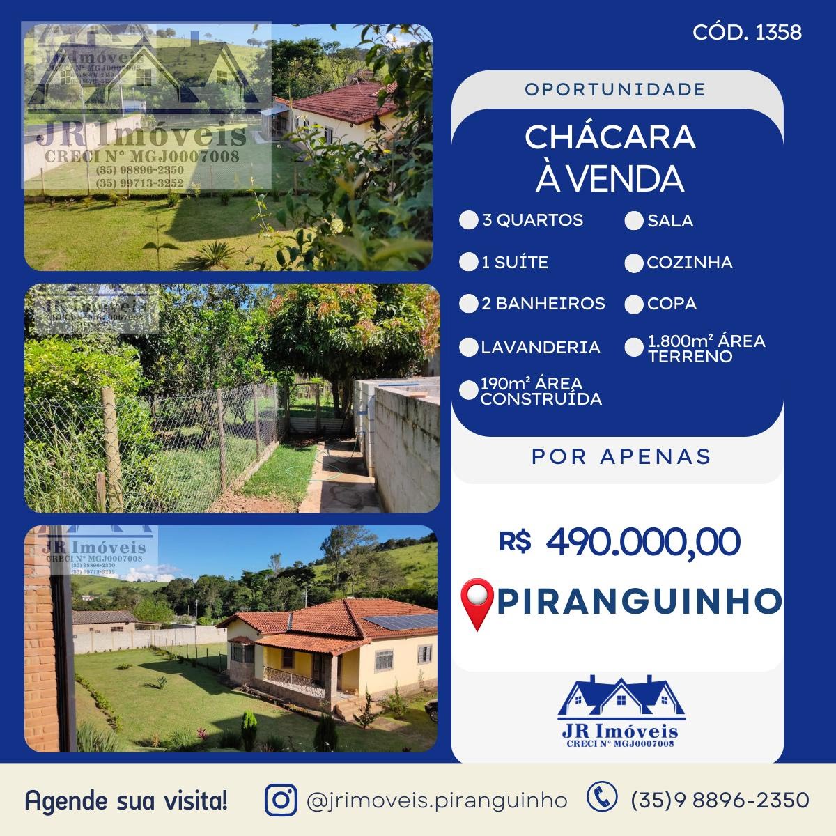 Rural à venda com 1800m² de terreno no Sossego, Piranguinho — foto principal