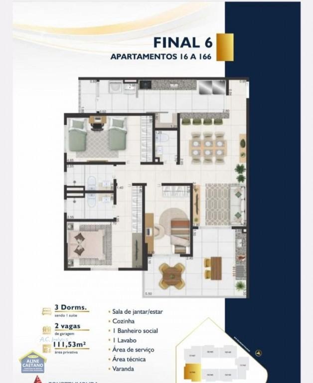 Apartamento à venda com 3 quartos, 1 suíte, 2 vagas e 111m² no Vila Caiçara, Praia Grande (SP) — foto 28 de 30