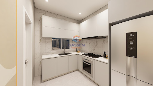 Cozinha integradas da casa geminada em Vera Cruz
