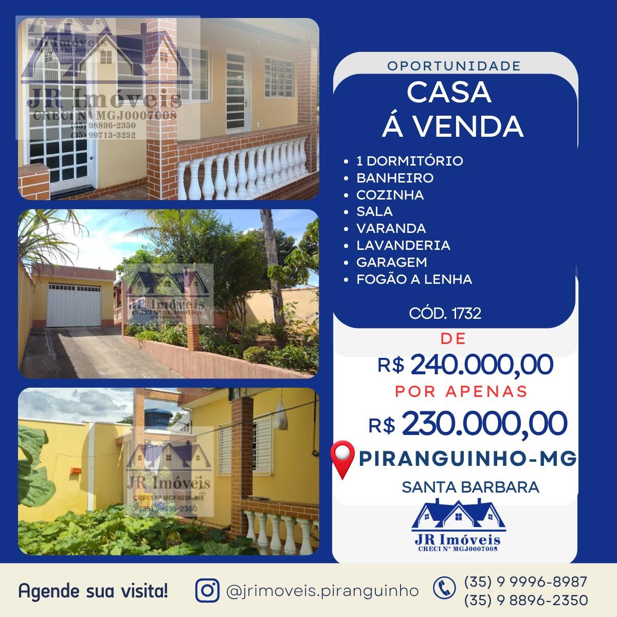 Casa à venda com 1 quarto, 1 banheiro, 1 vaga e 250m² no Bairro Santa Barbara, Piranguinho — foto principal