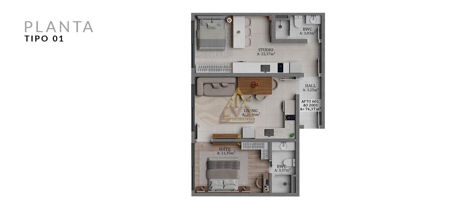 Studio à venda com 1 quarto, 1 suíte, 1 vaga e 44m² no Itajubá II, Barra Velha (SC) — foto 3 de 12