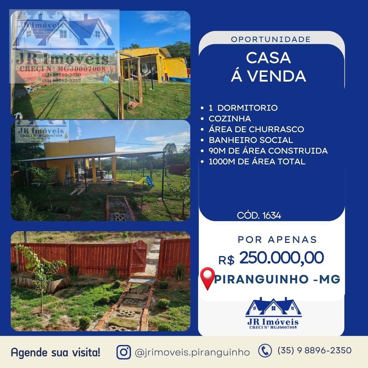 Casa à venda com 1 quarto, 1 banheiro e 1000m² no Carneiros, Piranguinho — foto principal