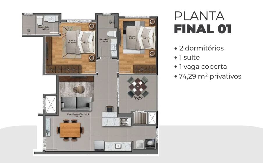 Apartamento à venda com 2 quartos, 1 suíte, 1 vaga e 76m² no Pedra Branca, Palhoça (SC) — foto 16 de 21