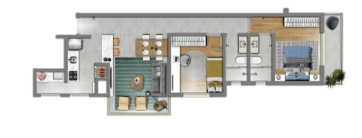 Planta 02 - 2 dorm 65,02m²