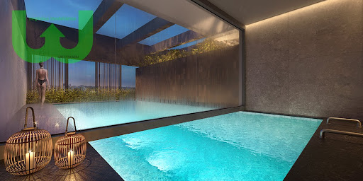 Sauna úmida com piscina descoberta integrada 