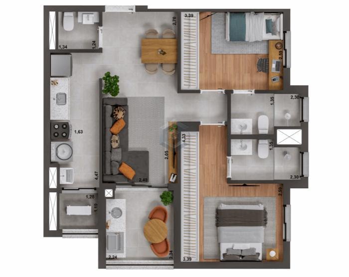 Apartamento à venda com 2 quartos, 2 suítes, 1 vaga e 69m² no Jardim Paulistano, Sorocaba (SP) — foto 4 de 14