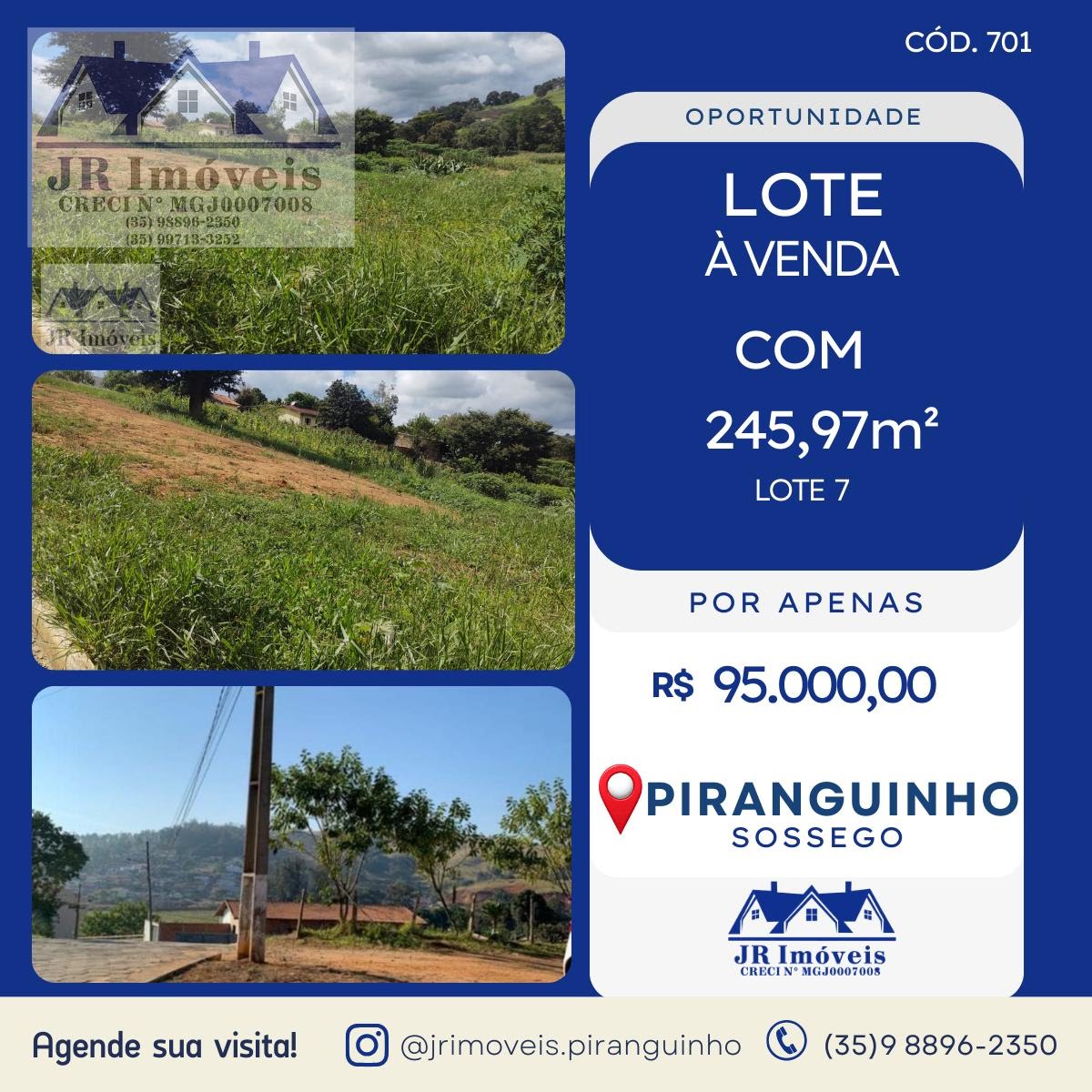 Terreno à venda com 245m² de terreno no Sossego, Piranguinho — foto principal
