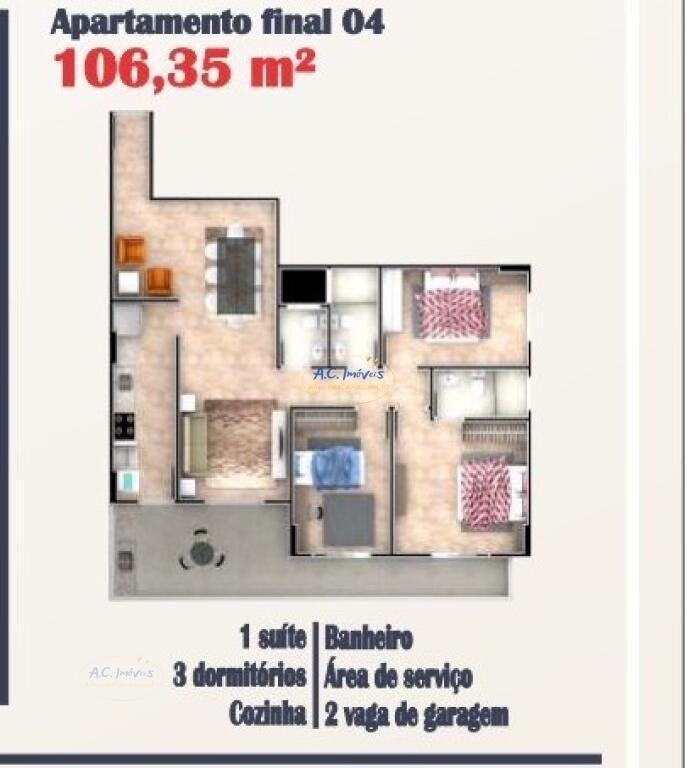 Apartamento à venda com 3 quartos, 1 suíte, 2 vagas e 106m² no Vila Caiçara, Praia Grande (SP) — foto 13 de 14