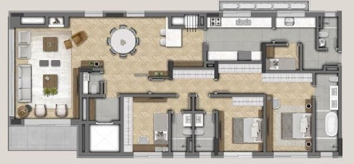 Planta 04 - 3 dorm 192 6m²