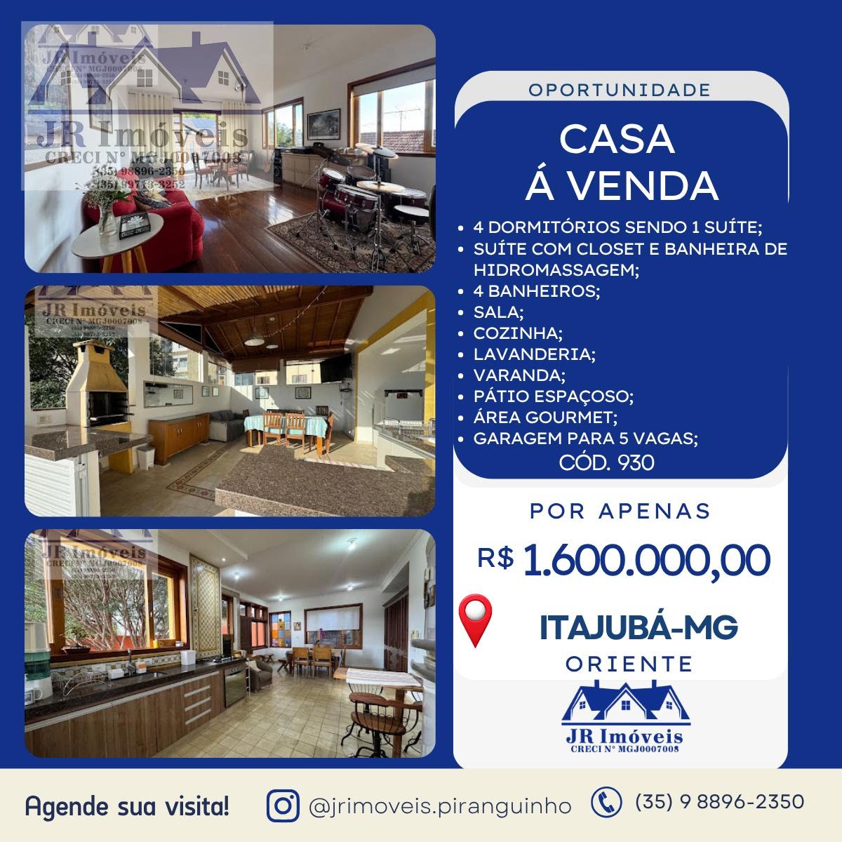 Casa à venda com 4 banheiros, 4 vagas e 300m² no Oriente, Itajubá — foto principal
