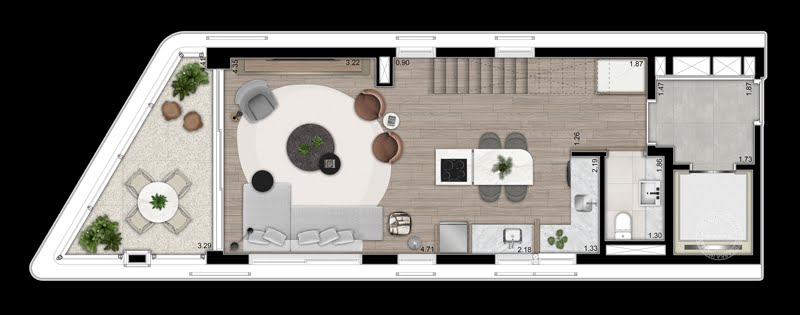 Planta 04 - 2 dorm 120m² - cobertura duplex - inferior