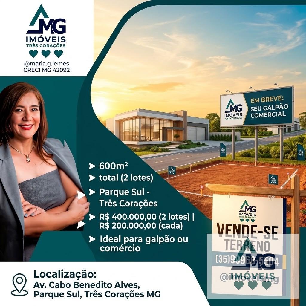 Terreno à venda com 300m² de terreno no Cotia, Três Corações — foto principal
