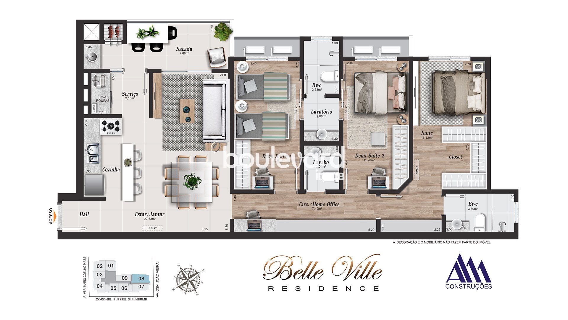 Apartamento à venda com 3 quartos, 1 suíte, 2 vagas e 105m² no Campinas, São José (SC) — foto 12 de 14