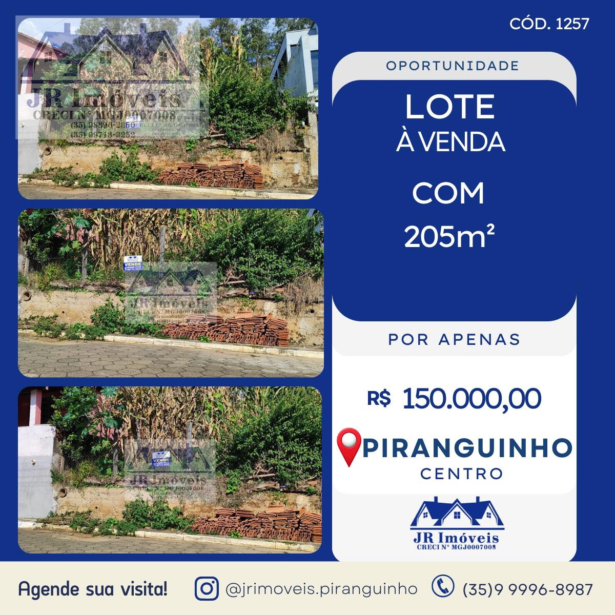 Terreno à venda com 205m² de terreno no Centro, Piranguinho — foto principal