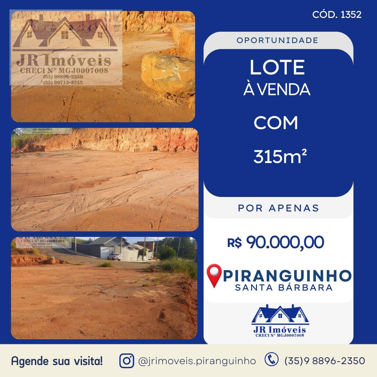 Terreno à venda com 315m² de terreno no Santa Barbara, Piranguinho — foto principal