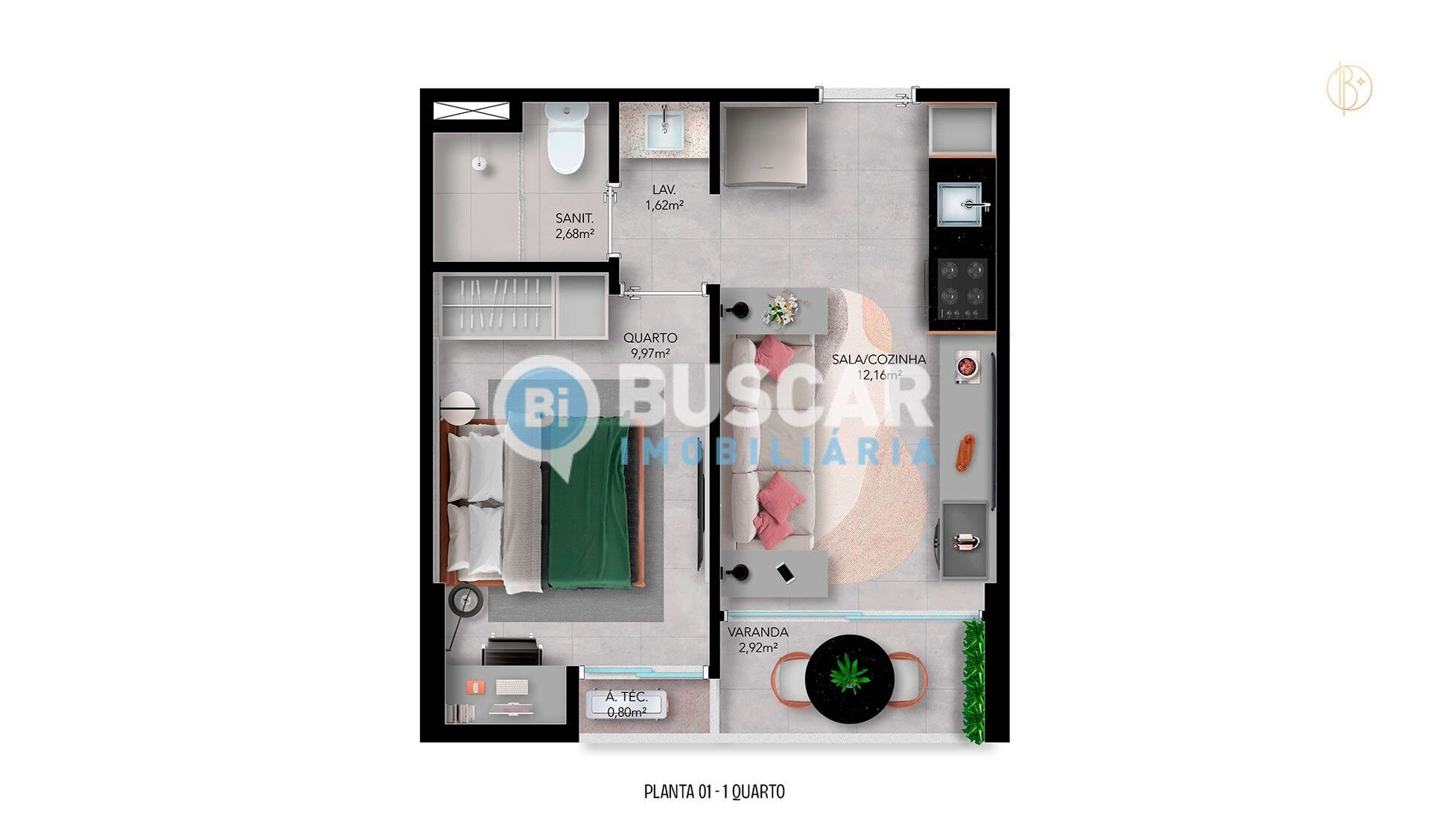 Apartamento à venda com 1 quarto, 1 suíte e 30m² no São João, Feira de Santana (BA) — foto 3 de 5